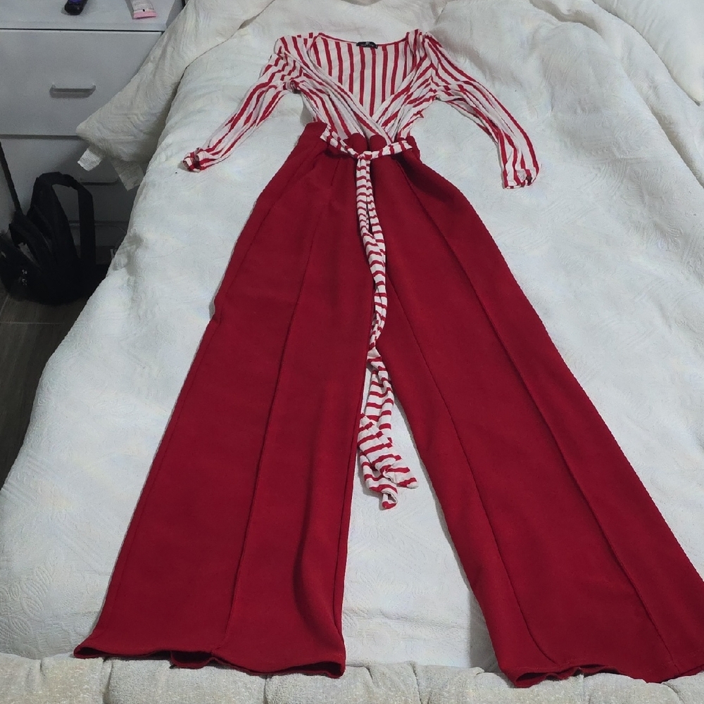 Striped Red Jumpsuit